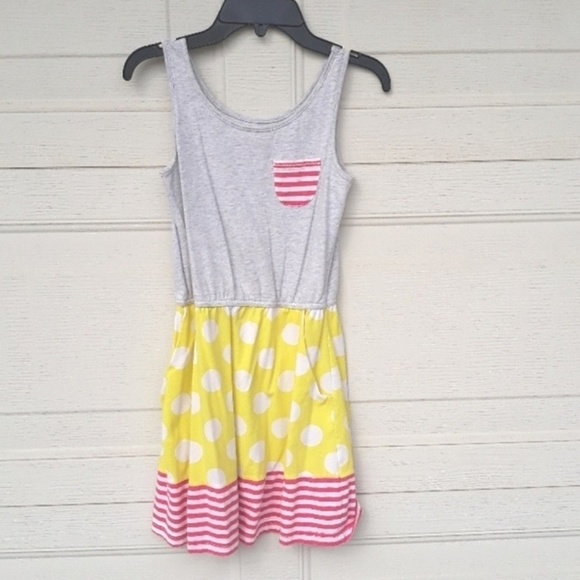Circo Infant Toddler Girls Dress Yellow White Polka Dots Stripes Long Sleeve NEW